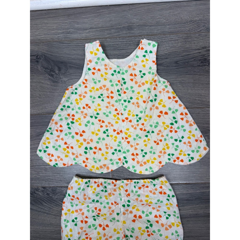 Vintage Carter's Girls Floral Scalloped Top & Bloomers 3T Orange Green Yellow - Picture 5 of 9